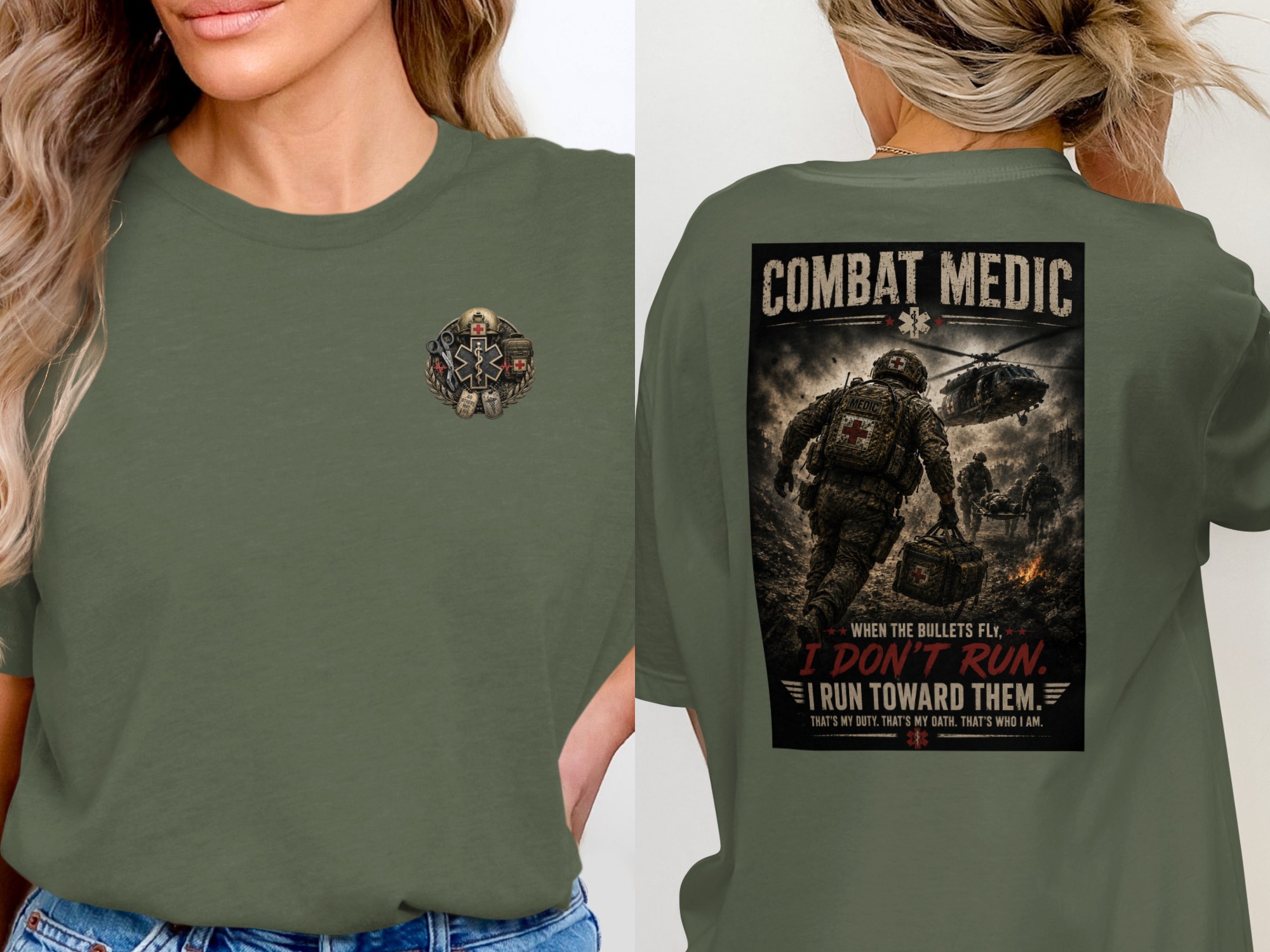 Combat Medic T-Shirt, If I Don't Run Toward Them, Army 68W Medic Tee, Veteran Tactical Medical Gift - Image 13